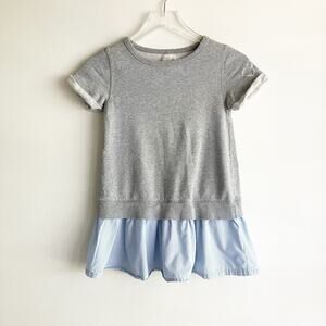 Peek Girls 8 Dress Short Sleeve Drop Waist Gray Blue Striped Spring Casual